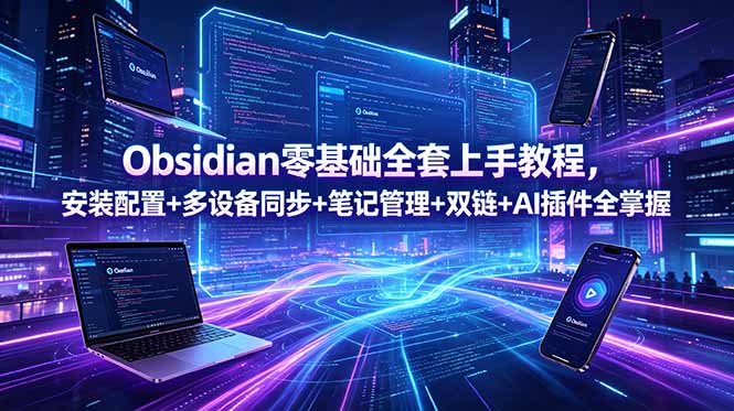 Obsidian零基础全套上手教程，安装配置+多设备同步+笔记管理+双链+AI插件全掌握-小艾项目网