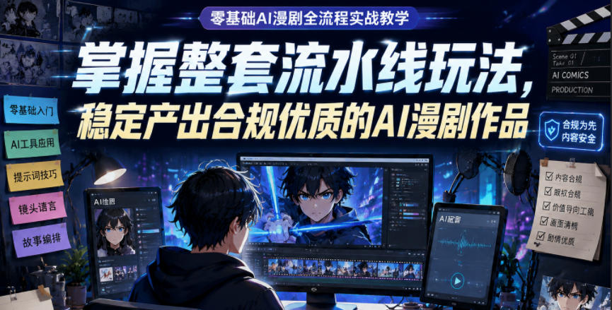 零基础AI漫剧全流程实战教学，掌握整套流水线玩法，稳定产出合规优质的AI漫剧作品-小艾项目网