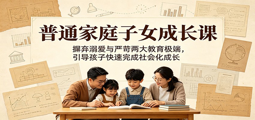 普通家庭子女成长课:摒弃溺爱与严苛两大教育极端,引导孩子快速完成社会化成长-小艾项目网