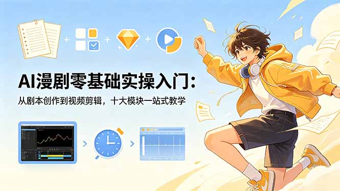 AI漫剧零基础实操入门:从剧本创作到视频剪辑,十大模块一站式教学-小艾项目网