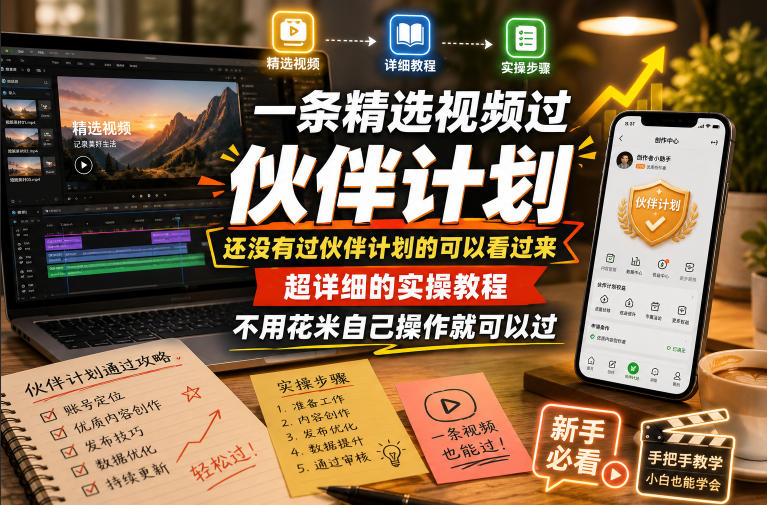 一条精选视频过伙伴计划，还没有过伙伴计划的可以看过来，超详细的实操教程，不用花米自己操作就可以过-小艾项目网