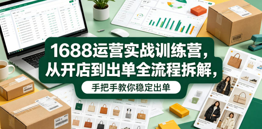 1688运营实战训练营，从开店到出单全流程拆解，手把手教你稳定出单-小艾项目网