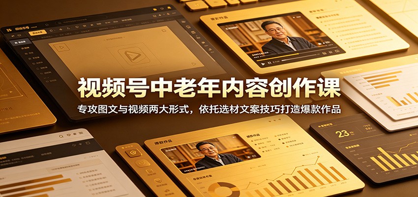 视频号中老年内容创作课:专攻图文与视频两大形式,依托选材文案技巧打造爆款作品-小艾项目网