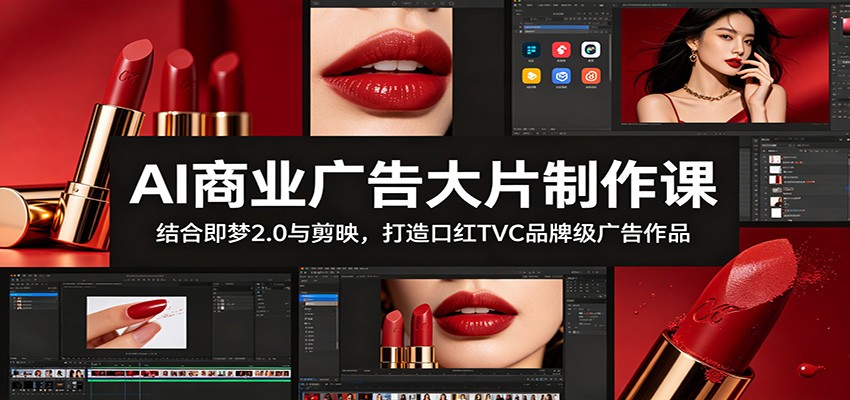 AI商业广告大片制作课:结合即梦2.0与剪映,打造口红TVC品牌级广告作品-小艾项目网