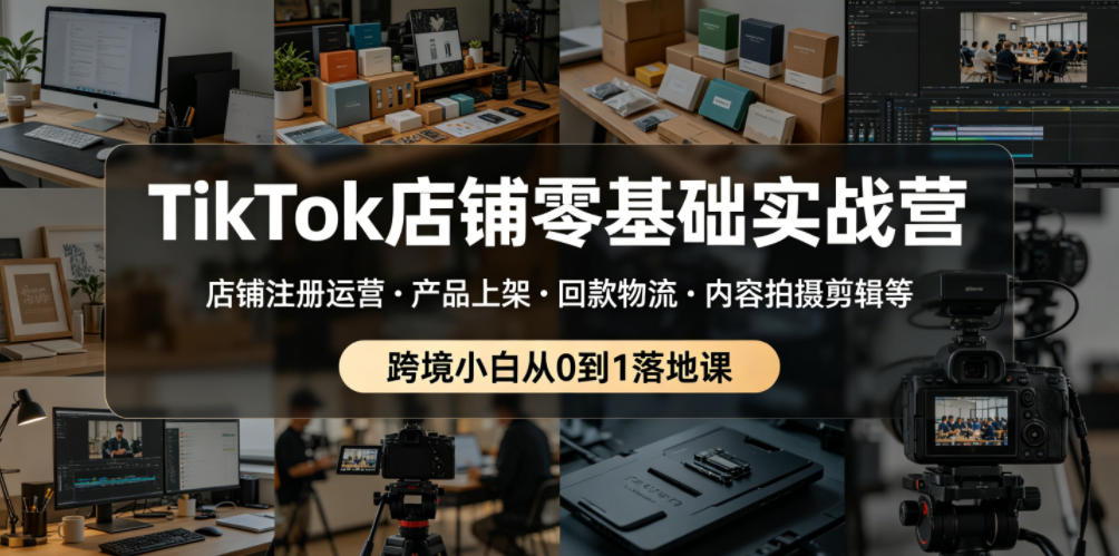 TikTok店铺零基础实战营，店铺注册运营・产品上架・回款物流・内容拍摄剪辑等 ，跨境小白从0到1落地课-小艾项目网