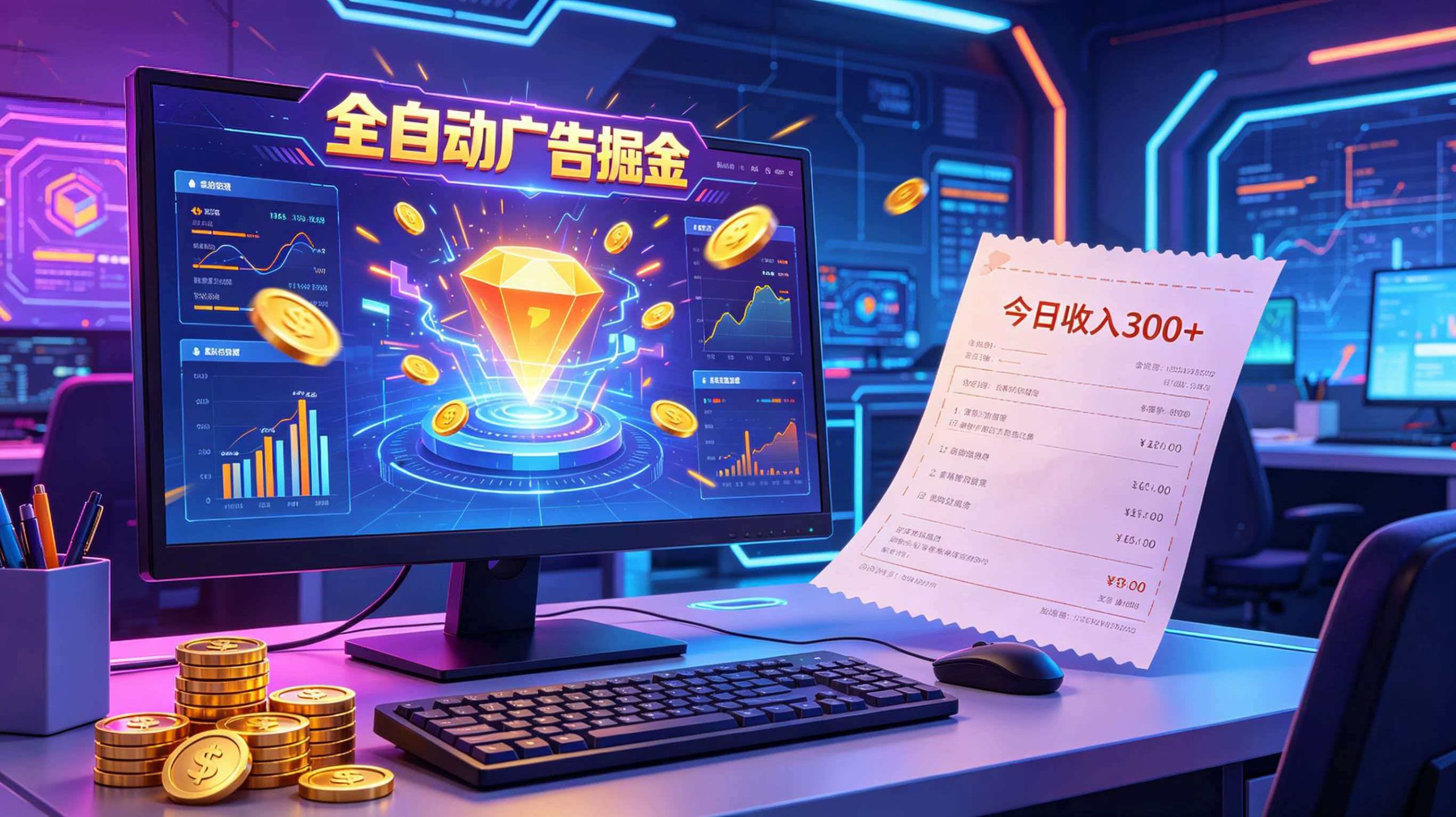 全自动广告掘金,日入300+。全程Ai自动化运行,解放双手,时间自由。收益稳定-小艾项目网