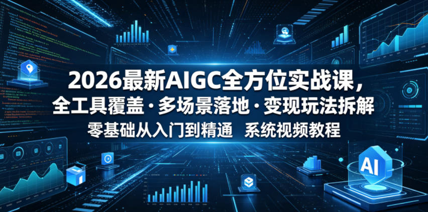 2026最新AIGC全方位实战课,全工具覆盖・多场景落地・变现玩法拆解,零基础从入门到精通系统视频教程-小艾项目网