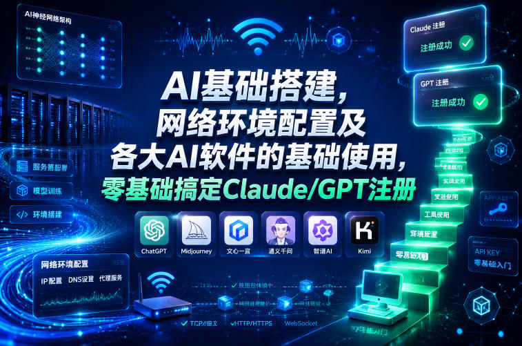 AI基础搭建,网络环境配置及各大AI软件的基础使用,零基础搞定Claude/GPT注册-小艾项目网