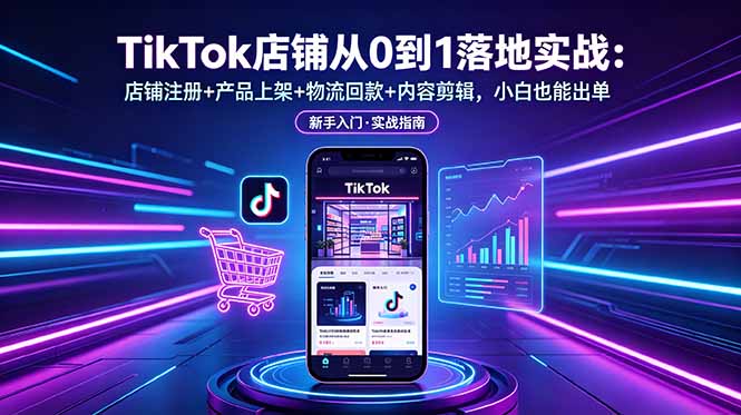 TikTok店铺从0到1落地实战:店铺注册+产品上架+物流回款+内容剪辑,小白也能出单-小艾项目网