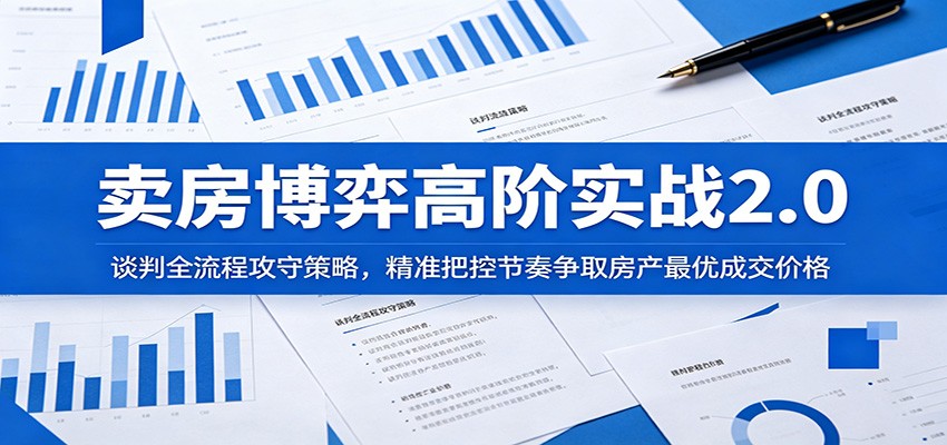 卖房博弈高阶实战2.0：谈判全流程攻守策略，精准把控节奏争取房产最优成交价格-小艾项目网