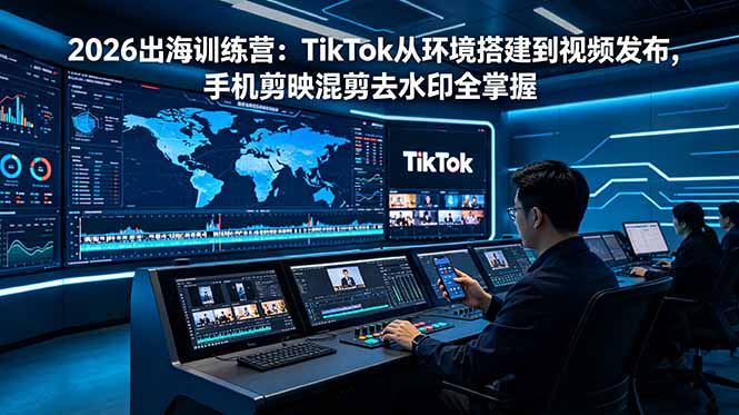 2026出海训练营：TikTok从环境搭建到视频发布，手机剪映混剪去水印全掌握-小艾项目网