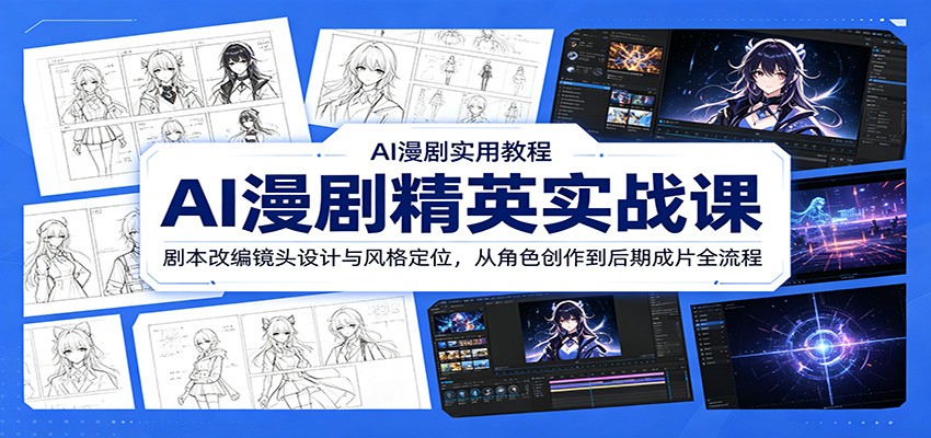 AI漫剧精英实战课:剧本改编镜头设计与风格定位,从角色创作到后期成片全流程-小艾项目网