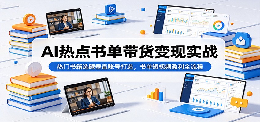 AI热点书单带货变现实战:热门书籍选题垂直账号打造,书单短视频盈利全流程-小艾项目网