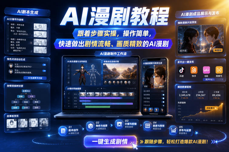 AI漫剧教程，跟着步骤实操，操作简单，快速做出剧情流畅、画质精致的AI漫剧-小艾项目网