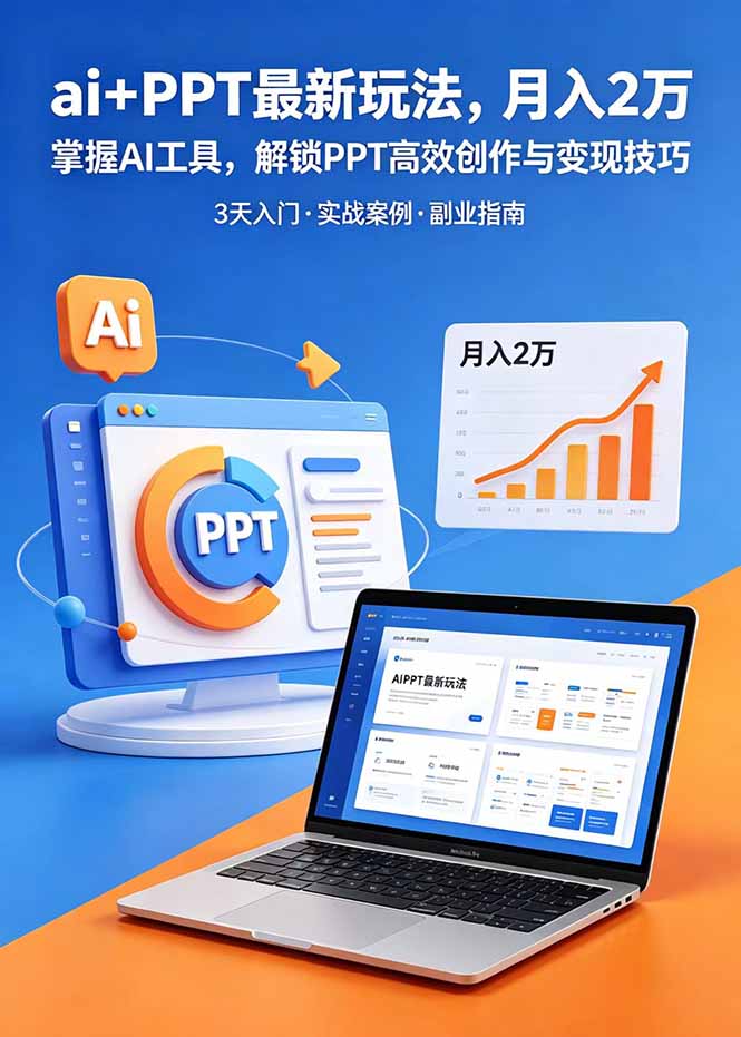 ai+PPT最新玩法,月入2万掌握AI工具,解锁PPT高效创作与变现技巧3天入门,实战案例·副业指南-小艾项目网