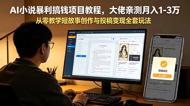AI小说暴利搞钱项目教程，大佬亲测月入1-3万，从零教学短故事创作与投稿变现全套玩法-小艾项目网