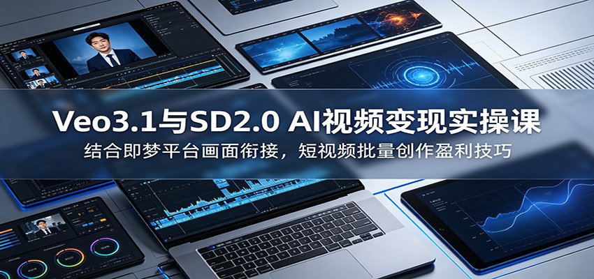 Veo3.1与SD2.0 AI视频变现实操课课：结合即梦平台画面衔接，短视频批量创作盈利技巧-小艾项目网
