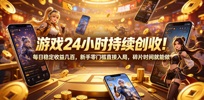 游戏24小时持续创收！每日稳定收益几百，新手零门槛直接入局，碎片时间就能做【揭秘】-小艾项目网