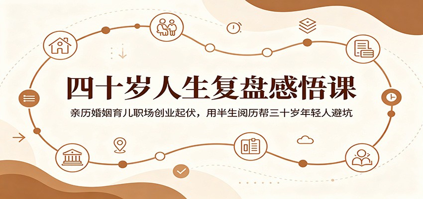 四十岁人生复盘感悟课：亲历婚姻育儿职场创业起伏，用半生阅历帮三十岁年轻人避坑-小艾项目网