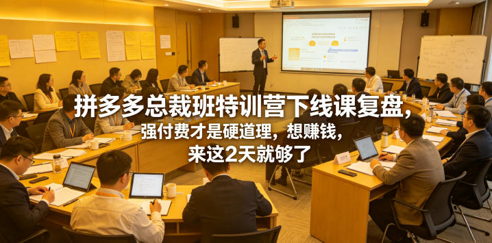拼多多总裁班特训营下线课复盘，强付费才是硬道理，想賺钱，来这2天就够了-小艾项目网