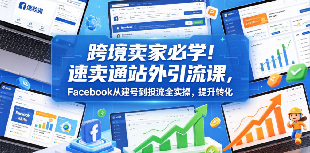 跨境卖家必学！速卖通站外引流课，Facebook从建号到投流全实操，提升转化-小艾项目网