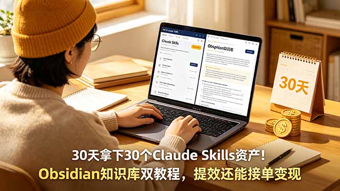 30天拿下30个Claude Skills资产！Obsidian知识库双教程，提效还能接单变现-小艾项目网