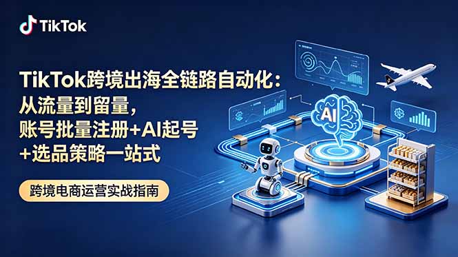 TikTok跨境出海全链路自动化:从流量到留量,账号批量注册+AI起号+选品策略一站式-小艾项目网