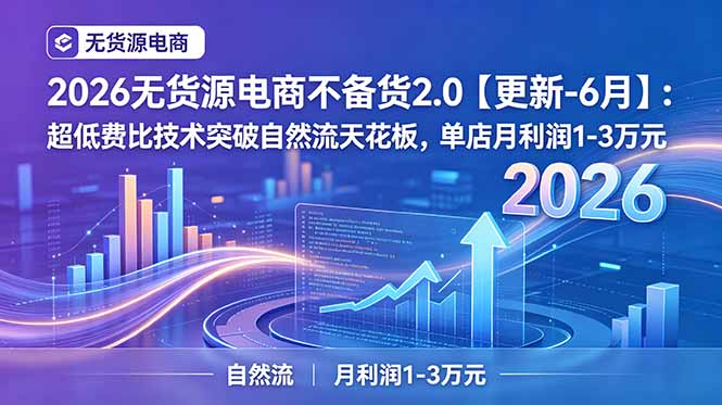 2026无货源电商不备货2.0【更新-6月】:超低费比技术突破自然流天花板,单店月利润1-3万元-小艾项目网