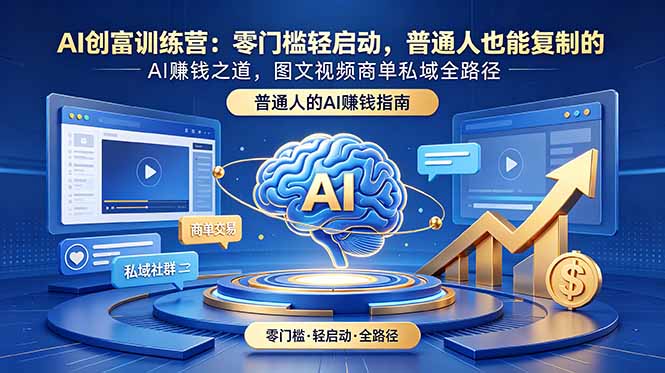 AI创富训练营：零门槛轻启动，普通人也能复制的AI赚钱之道，图文视频商单私域全路径-小艾项目网
