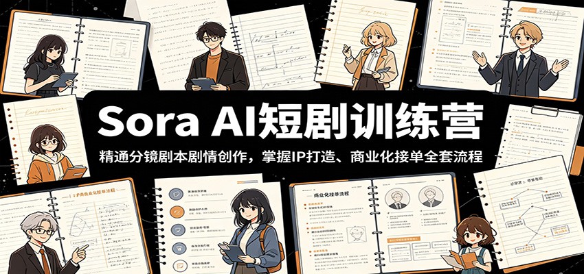 Sora AI短剧训练营:精通分镜剧本剧情创作,掌握IP打造、商业化接单全套流程-小艾项目网
