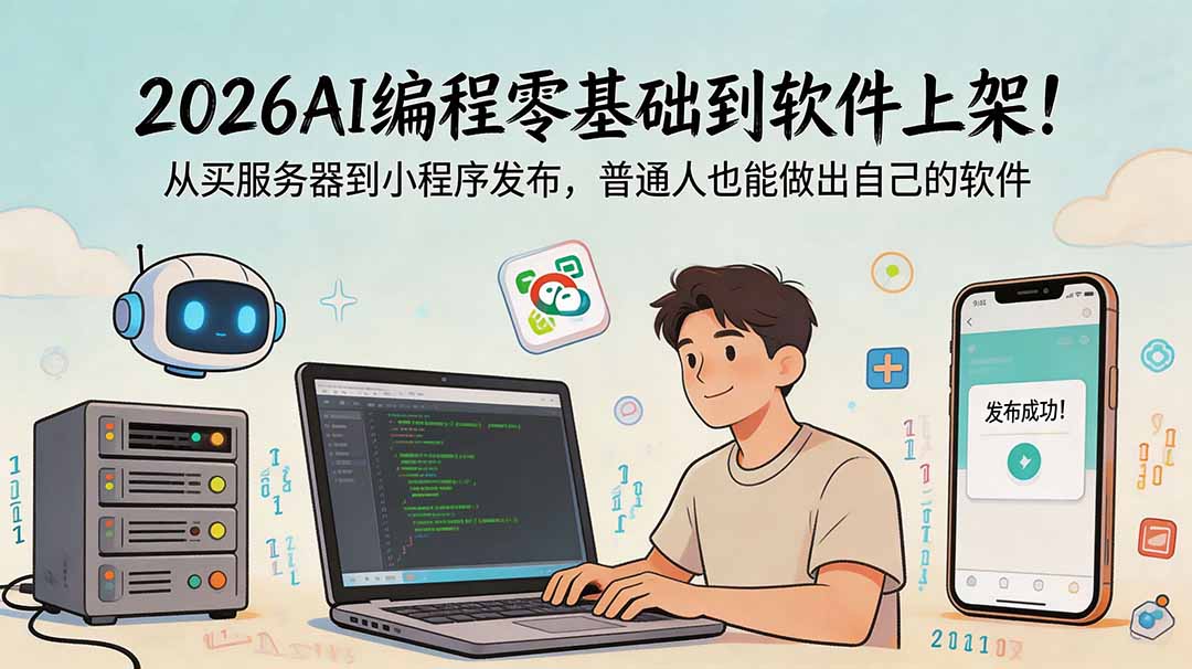 2026AI编程零基础到软件上架！从买服务器到小程序发布，普通人也能做出自己的软件-小艾项目网