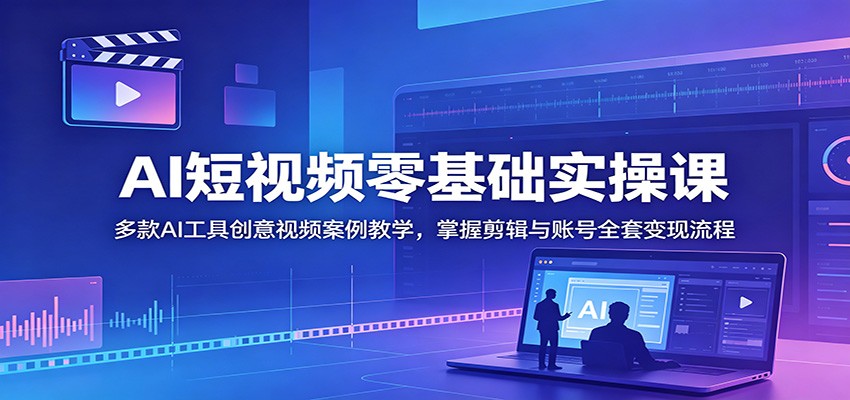 AI短视频零基础实操课:多款AI工具创意视频案例教学,掌握剪辑与账号全套变现流程-小艾项目网