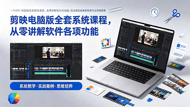 剪映电脑版全套系统课程，从零讲解软件各项功能，结合海量实战案例培养专业剪辑思维-小艾项目网