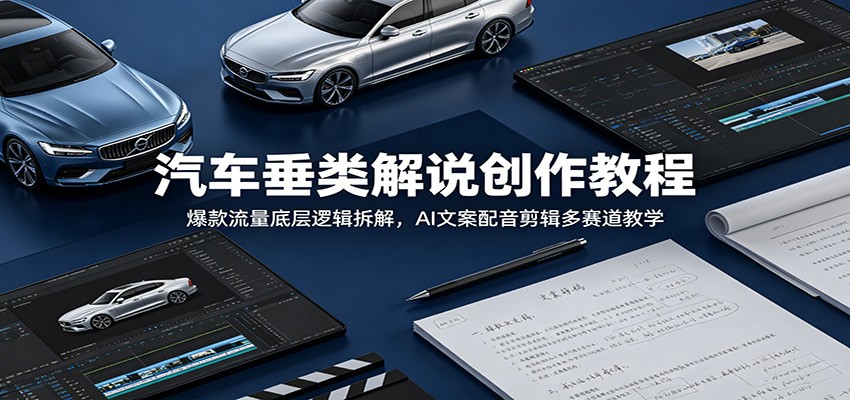 汽车垂类解说创作教程:爆款流量底层逻辑拆解,AI文案配音剪辑多赛道教学-小艾项目网