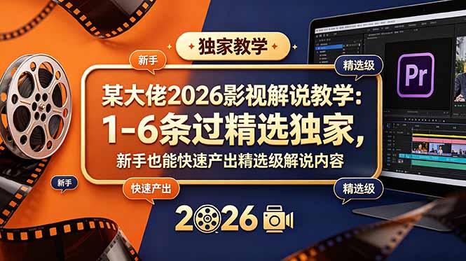 某大佬2026影视解说教学：1-6条过精选独家，新手也能快速产出精选级解说内容-小艾项目网