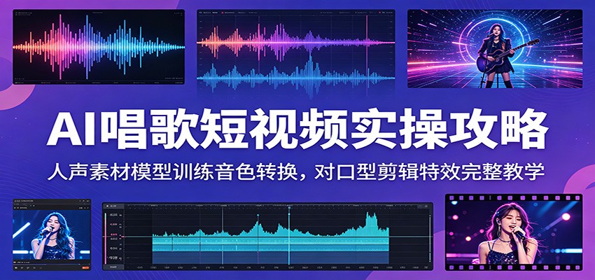 AI唱歌短视频实操攻略:人声素材模型训练音色转换,对口型剪辑特效完整教学-小艾项目网