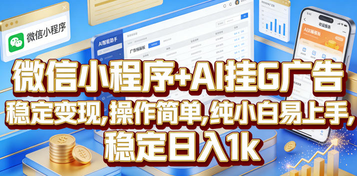 微信小程序+AI挂G广告,稳定变现,操作简单,纯小白易上手,稳定日入1k【揭秘】-小艾项目网
