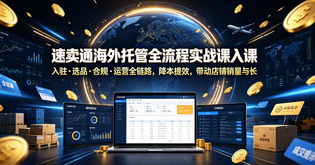 速卖通海外托管全流程实战课入驻・选品・合规・运营全链路,降本提效,带动店铺销量与收益增长-小艾项目网