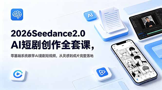 2026Seedance2.0AI短剧创作全套课,零基础系统教学AI漫剧短视频,从灵感到成片完整落地-小艾项目网