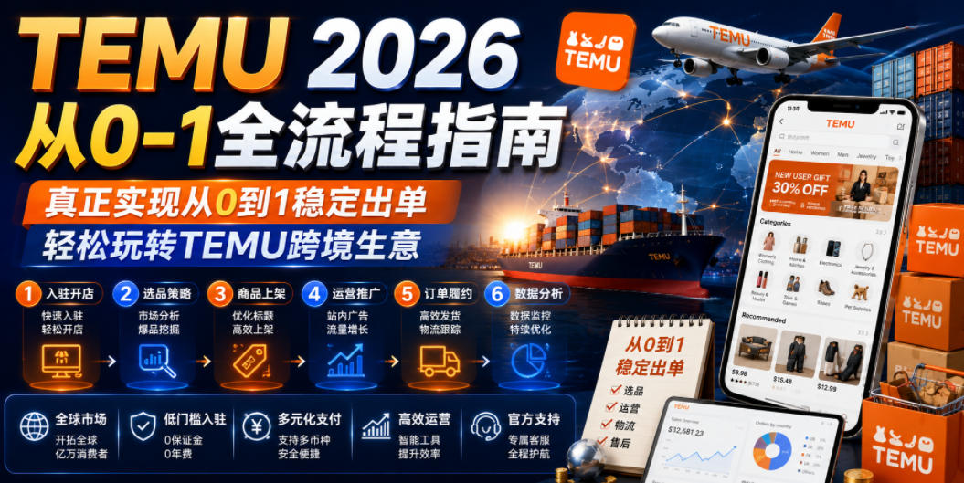TEMU 2026从0-1全流程指南,真正实现从0到1稳定出单,轻松玩转TEMU跨境生意-小艾项目网