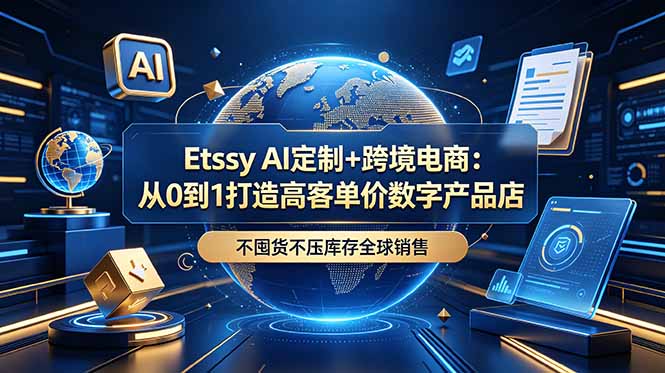 Etsy AI定制+跨境电商:从0到1打造高客单价数字产品店,不囤货不压库存全球销售-小艾项目网