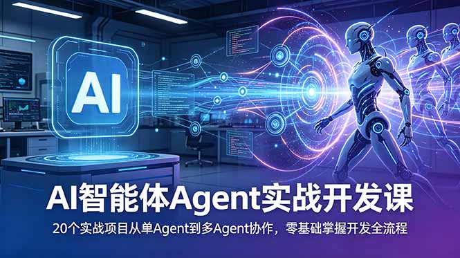 AI智能体Agent实战开发课:20个实战项目从单Agent到多Agent协作,零基础掌握开发全流程-小艾项目网