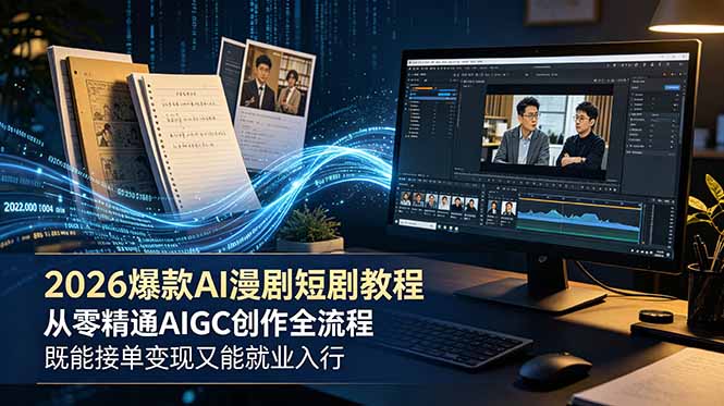 2026 爆款 AI 漫剧短剧教程 从零精通 AIGC 创作全流程 既能接单变现又能就业入行-小艾项目网