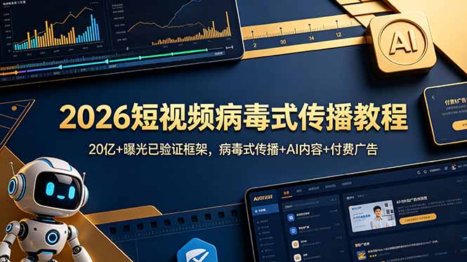 2026短视频病毒式传播教程:20亿+曝光已验证框架,病毒式传播+AI内容+付费广告-小艾项目网