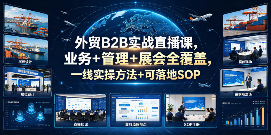 外贸B2B实战直播课,业务+管理+展会全覆盖,一线实操方法+可落地SOP-小艾项目网