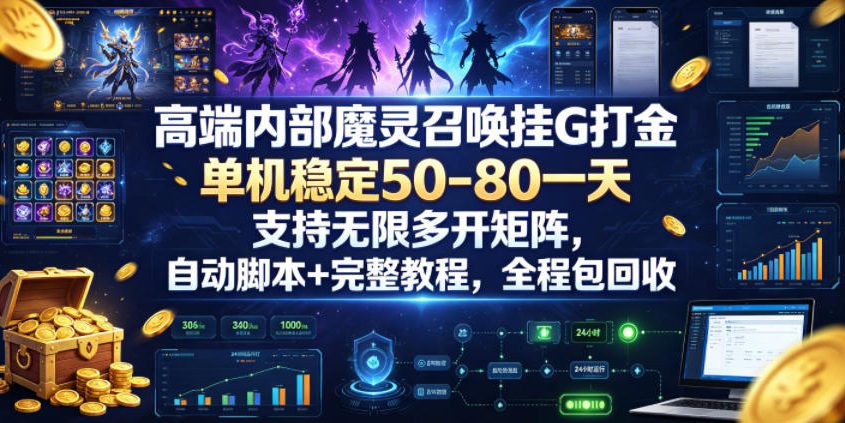 高端内部魔灵召唤挂G打金,单机稳定50-80一天,支持无限多开矩阵,自动脚本+完整教程,全程包回收【揭秘】-小艾项目网