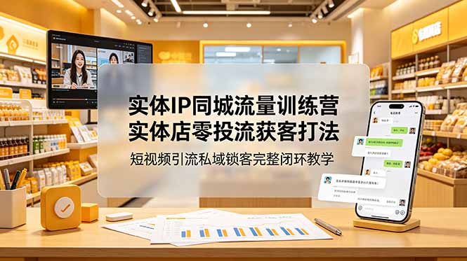 实体IP同城流量训练营:实体店零投流获客打法,短视频引流私域锁客完整闭环教学-小艾项目网