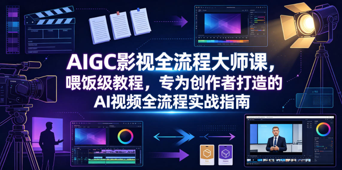 AIGC影视全流程大师课，喂饭级教程，专为创作者打造的AI视频全流程实战指南-小艾项目网