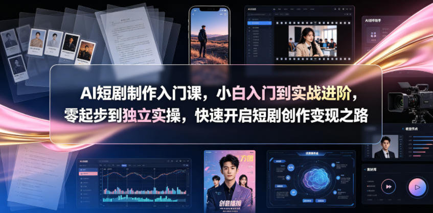 AI短剧制作入门课，小白入门到实战进阶，零起步到独立实操，快速开启短剧创作变现之路-小艾项目网