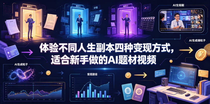 体验不同人生副本四种变现方式，适合新手做的AI题材视频-小艾项目网